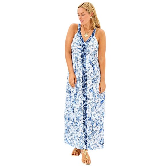 Lilly Pulitzer Carmilla Maxi Dress in "Barefoot Beachcombers" NWT - Size 2 - Picture 3 of 13